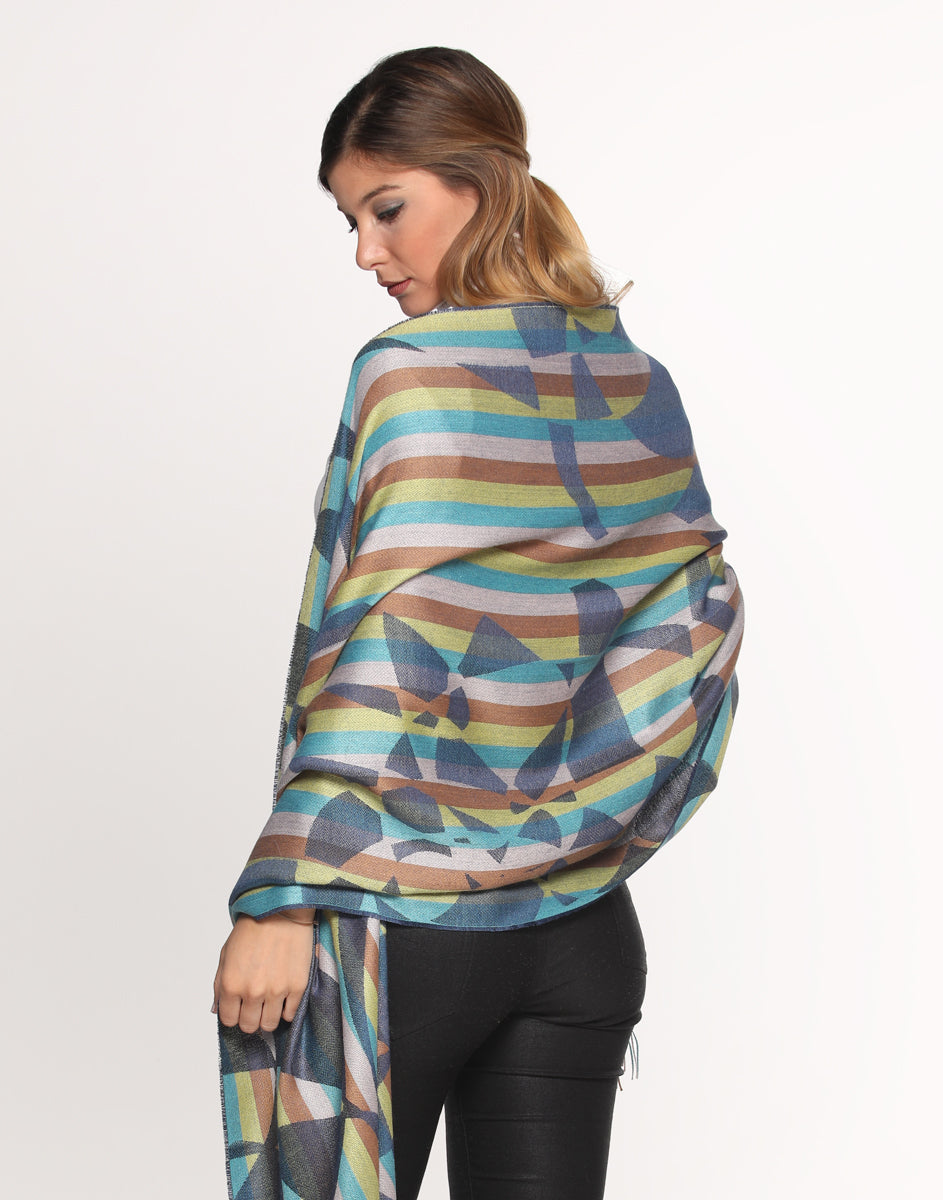 Estola Striped Art de Baby Alpaca y Seda