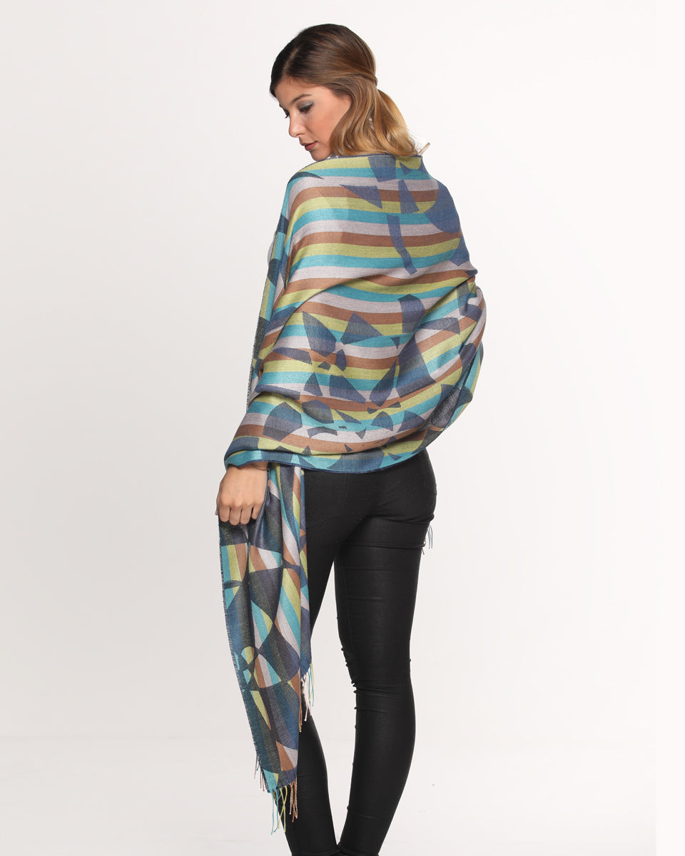 Estola Striped Art de Baby Alpaca y Seda