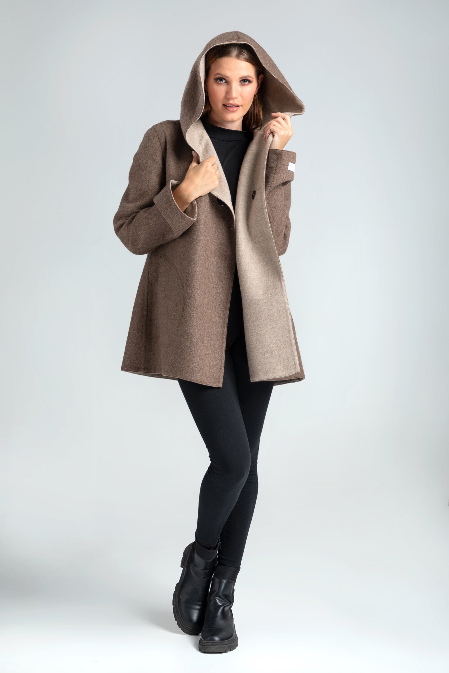 Abrigo Hooded de Lana y Baby Alpaca