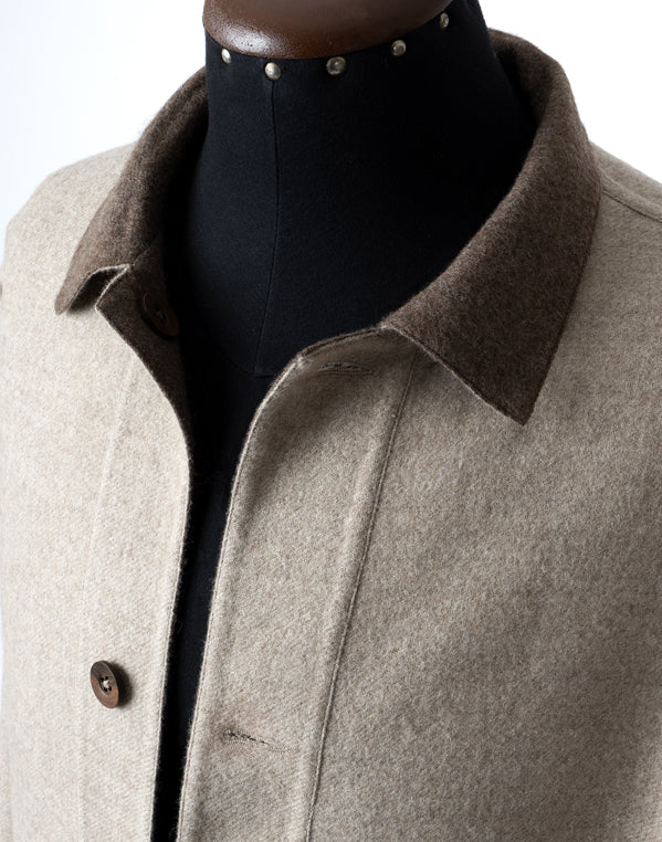 Saco Felipe reversible color arena y tabaco — diseño elegante en mezcla de alpaca y lana